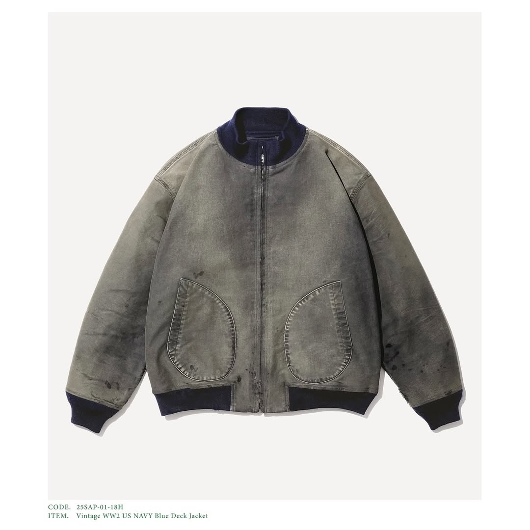 A.PRESSE 25SS Vintage WW2 US NAVY Blue Deck Jacket